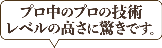 プロ中のプロの技術。レベルの高さに驚きです。