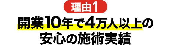 理由1 開業10年で4万人以上の安心の施術実績
