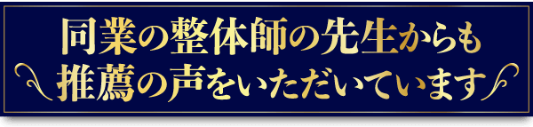 同業の整体師の先生からも推薦の声をいただいています